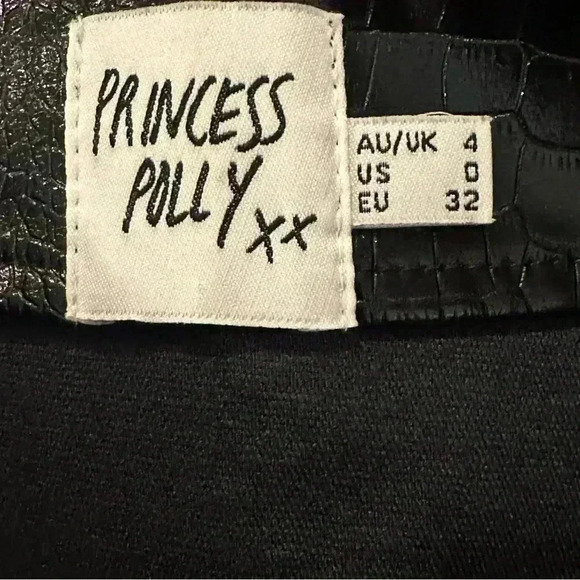 Princess Polly Leila Mini Skirt Black Croc Curve Women’s Size 0 Sexy Front Slit - Picture 6 of 9